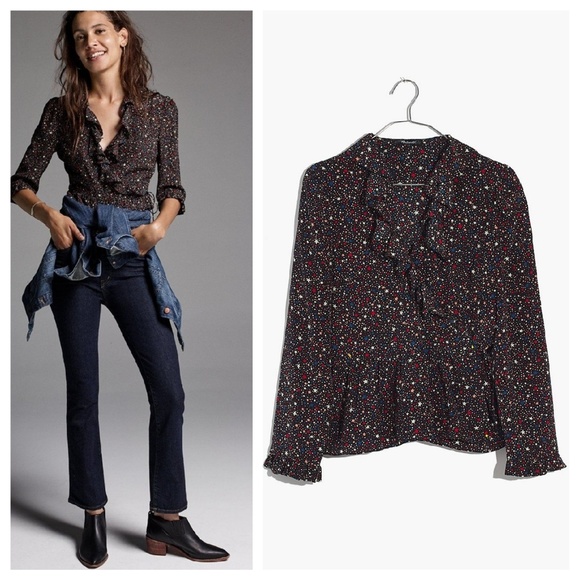 madewell ruffle hem wrap top